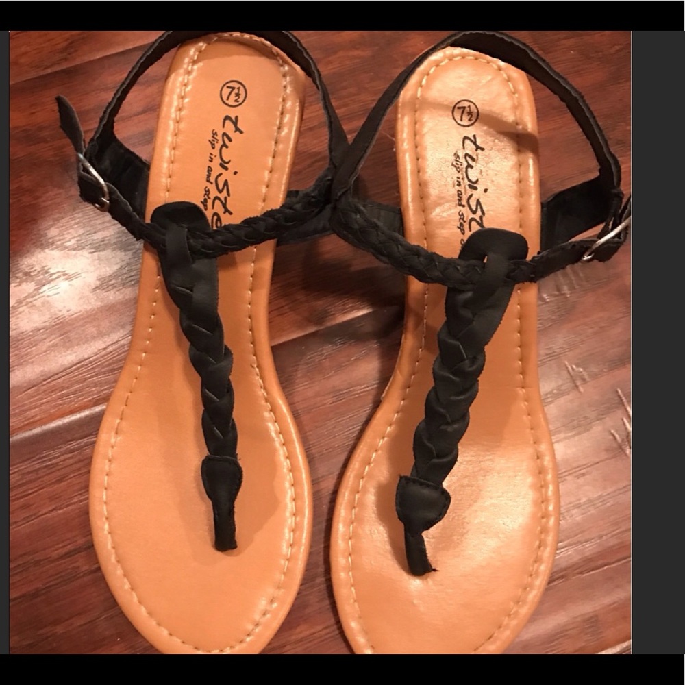 Little Black Wedge Sandal - Picture 1 of 4